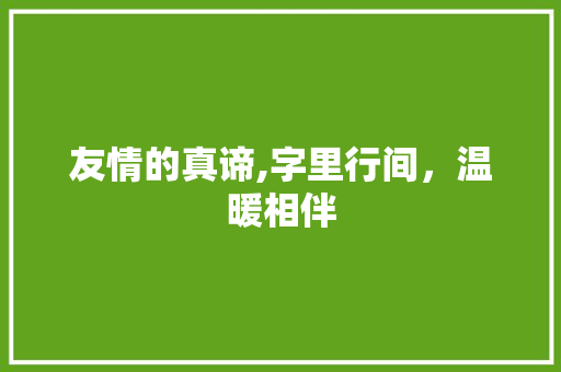 友情的真谛,字里行间，温暖相伴