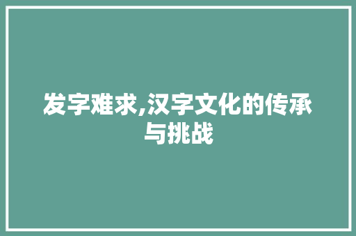 发字难求,汉字文化的传承与挑战