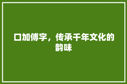 口加傅字，传承千年文化的韵味