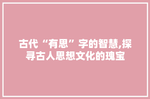 古代“有思”字的智慧,探寻古人思想文化的瑰宝