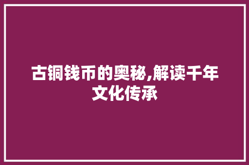 古铜钱币的奥秘,解读千年文化传承