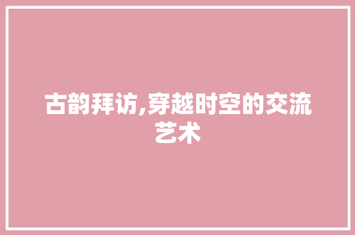 古韵拜访,穿越时空的交流艺术