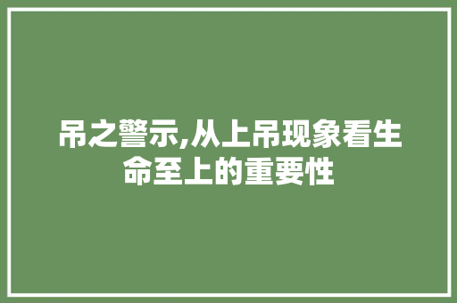 吊之警示,从上吊现象看生命至上的重要性