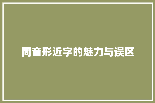 同音形近字的魅力与误区