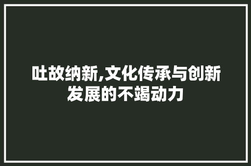 吐故纳新,文化传承与创新发展的不竭动力