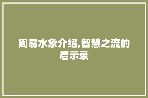 周易水象介绍,智慧之流的启示录