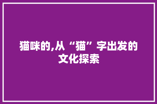 猫咪的,从“猫”字出发的文化探索