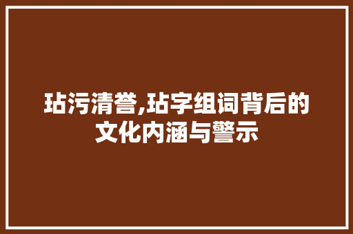 玷污清誉,玷字组词背后的文化内涵与警示