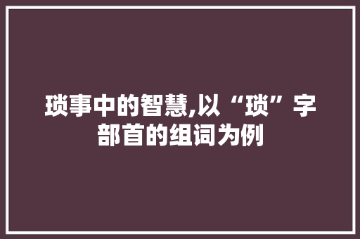 琐事中的智慧,以“琐”字部首的组词为例
