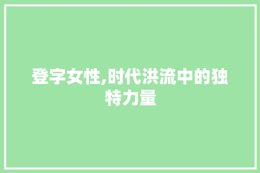 登字女性,时代洪流中的独特力量