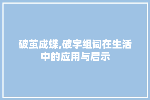 破茧成蝶,破字组词在生活中的应用与启示