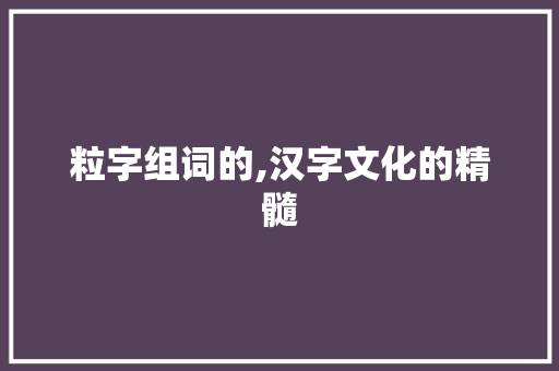 粒字组词的,汉字文化的精髓