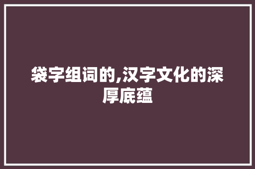 袋字组词的,汉字文化的深厚底蕴