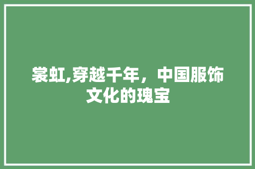 裳虹,穿越千年，中国服饰文化的瑰宝