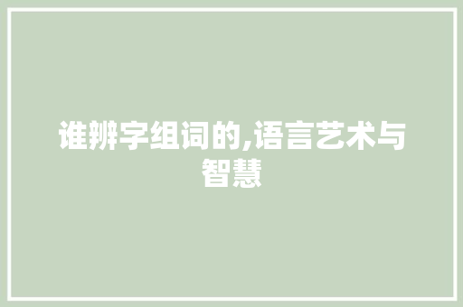 谁辨字组词的,语言艺术与智慧