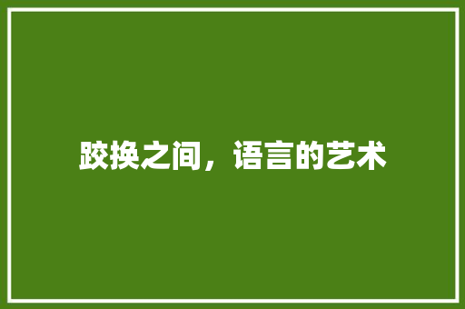 跤换之间，语言的艺术