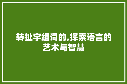 转扯字组词的,探索语言的艺术与智慧