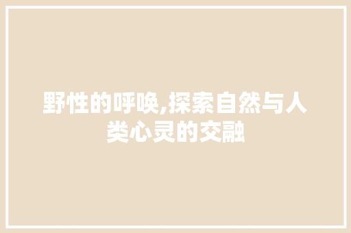 野性的呼唤,探索自然与人类心灵的交融
