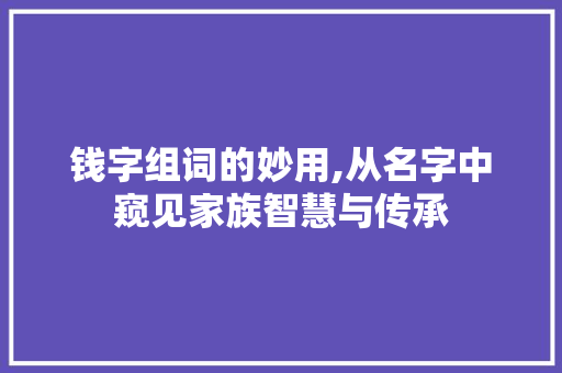 钱字组词的妙用,从名字中窥见家族智慧与传承