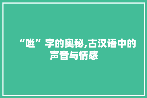 “咝”字的奥秘,古汉语中的声音与情感