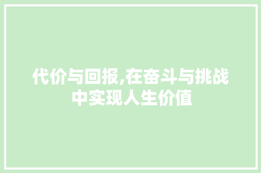 代价与回报,在奋斗与挑战中实现人生价值