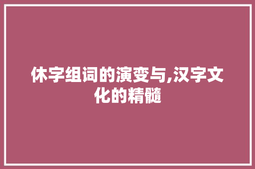 休字组词的演变与,汉字文化的精髓