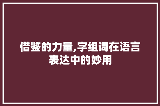 借鉴的力量,字组词在语言表达中的妙用