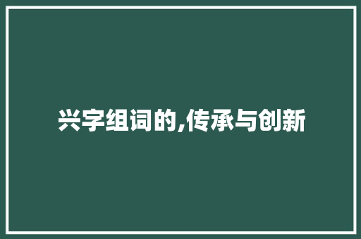 兴字组词的,传承与创新