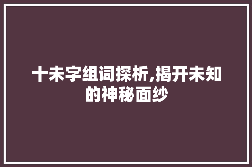十未字组词探析,揭开未知的神秘面纱