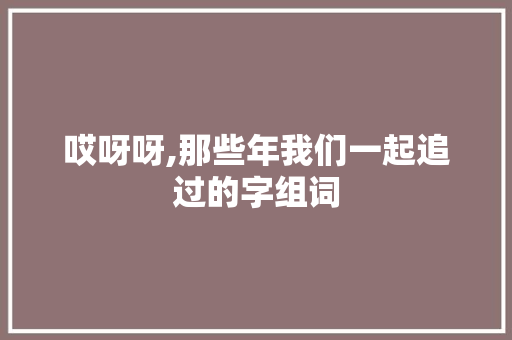 哎呀呀,那些年我们一起追过的字组词