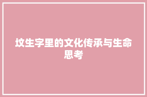 坟生字里的文化传承与生命思考