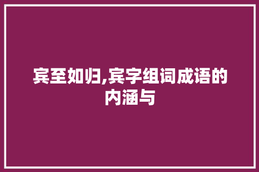 宾至如归,宾字组词成语的内涵与