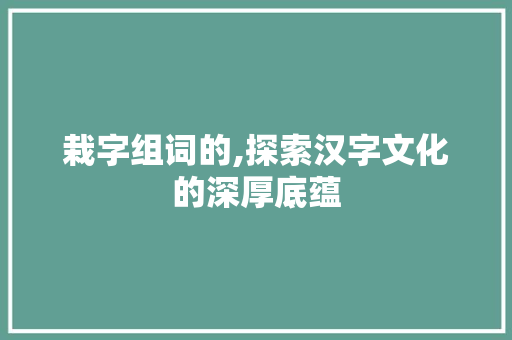 栽字组词的,探索汉字文化的深厚底蕴 应用文