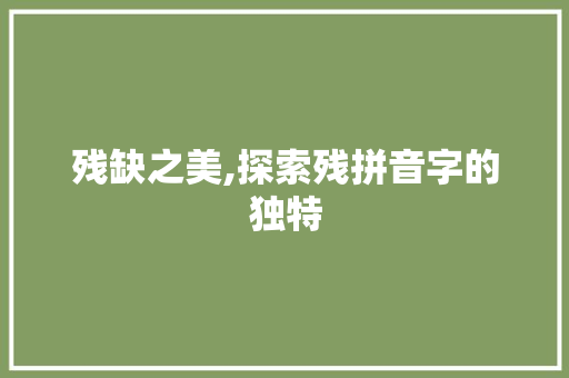 残缺之美,探索残拼音字的独特