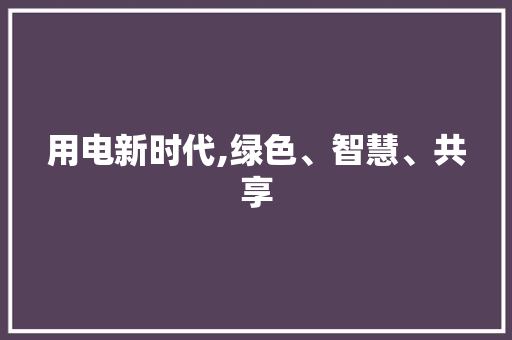 用电新时代,绿色、智慧、共享