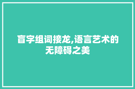 盲字组词接龙,语言艺术的无障碍之美