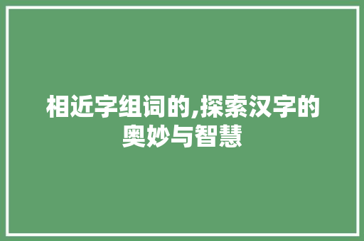 相近字组词的,探索汉字的奥妙与智慧 社交媒体