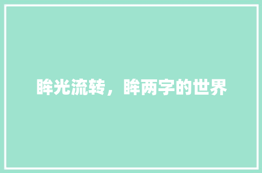 眸光流转，眸两字的世界