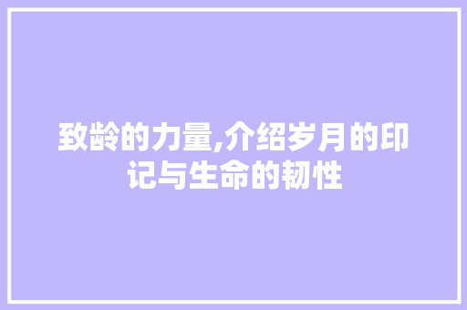 致龄的力量,介绍岁月的印记与生命的韧性