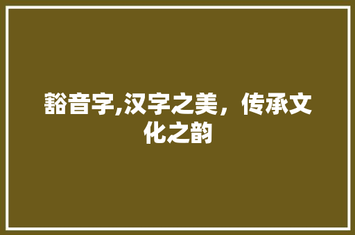 豁音字,汉字之美，传承文化之韵