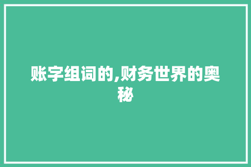 账字组词的,财务世界的奥秘