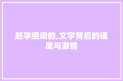 赶字组词的,文字背后的速度与激情
