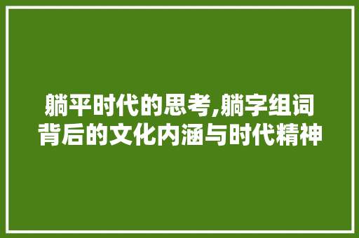 躺平时代的思考,躺字组词背后的文化内涵与时代精神
