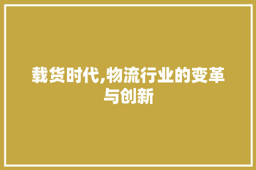 载货时代,物流行业的变革与创新 职场写作