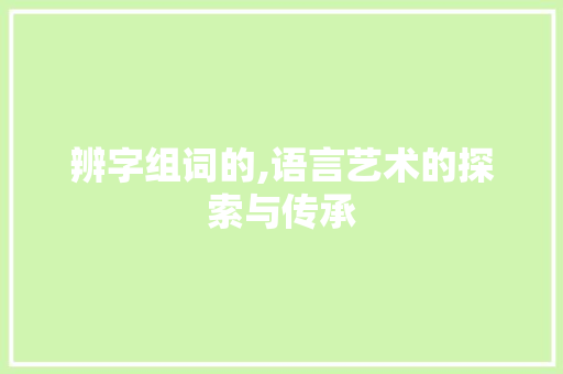 辨字组词的,语言艺术的探索与传承