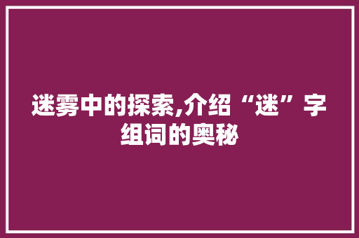 迷雾中的探索,介绍“迷”字组词的奥秘