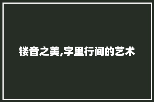 镂音之美,字里行间的艺术