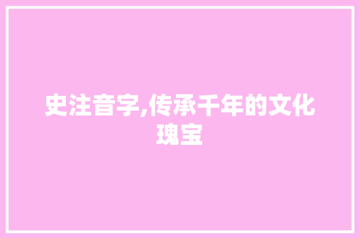 史注音字,传承千年的文化瑰宝