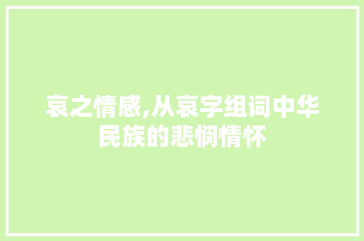 哀之情感,从哀字组词中华民族的悲悯情怀