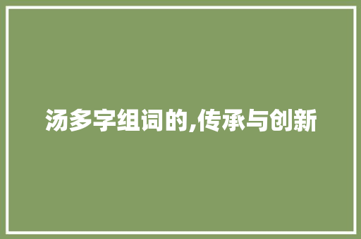 汤多字组词的,传承与创新